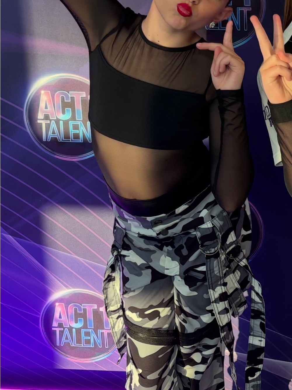 Black and camo hip-hop dance costume